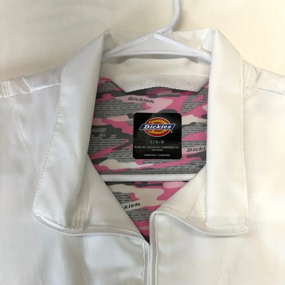 Dickies White Essence‎ Women's Warm-up Jacket - DK302 Full Zip Size Large Scrubs